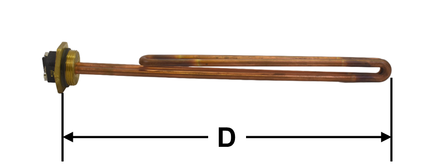 Model SGBCO-245UC-B: 4500W @ 240V, 13-3/8" Immersion Length, 1-1/2" UNF Straight Thread Screw-In Style, Copper Replacement Water Heater Element