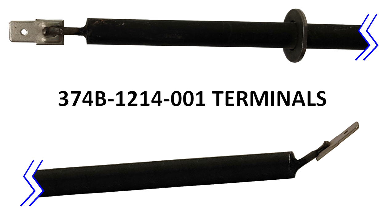 American Wyott / APW Wyott Heat Lamp Food Warmer Replacement Elements - Mounting Washer With (2x) Push-in Male Quick Connect Terminals (1x) Bent 45° & (1x) Straight, 325W @ 120V, 22-1/2" Length