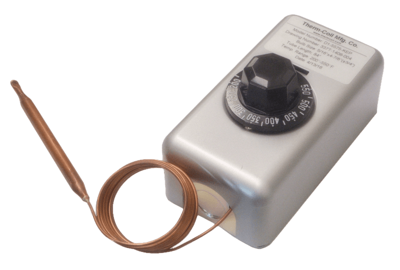 D1-5575-KEP: 200°-550°F DPST Heating Line Voltage Mechanical Thermostat with Pilot Light in a General Purpose Enclosure, 120 to 480VAC