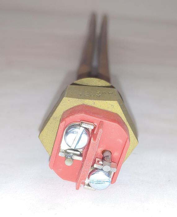 1" NPT Brass plug With 12" Copper Immersion Element: 3,500W @120V; 107W/IN.² For Small Tank Applications
