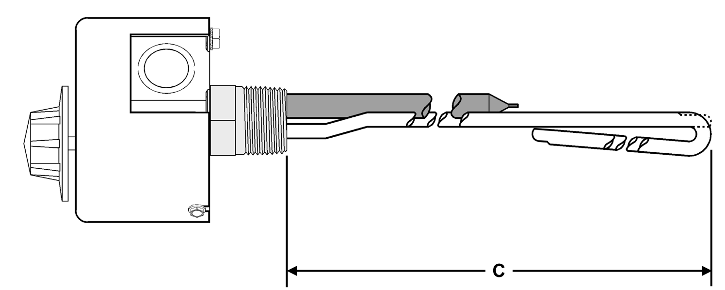 ESO Models: Regulated Steel Sheath With Steel 1" NPT Screw Plug Immersion Elements