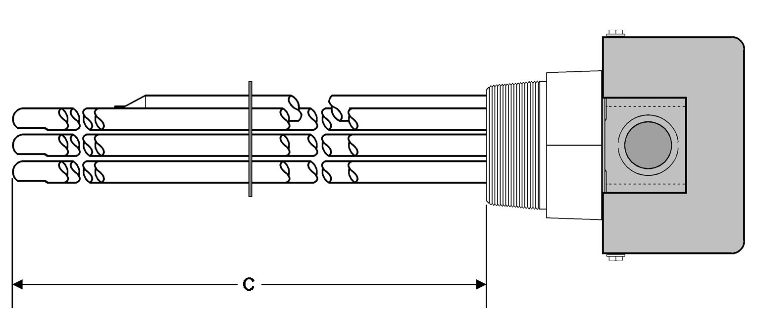 EC Models: Regulated Copper Sheath With Brass 2" NPT Screw Plug Immersion Elements