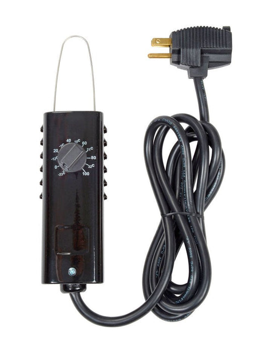 Model KT-121: TPI KT121 Rugged SPST Heat Only Bi-Metal Thermostat With 6' Power Cord & Plug, -10°F to 100°F, 13 Amps @ 125 VAC Res.