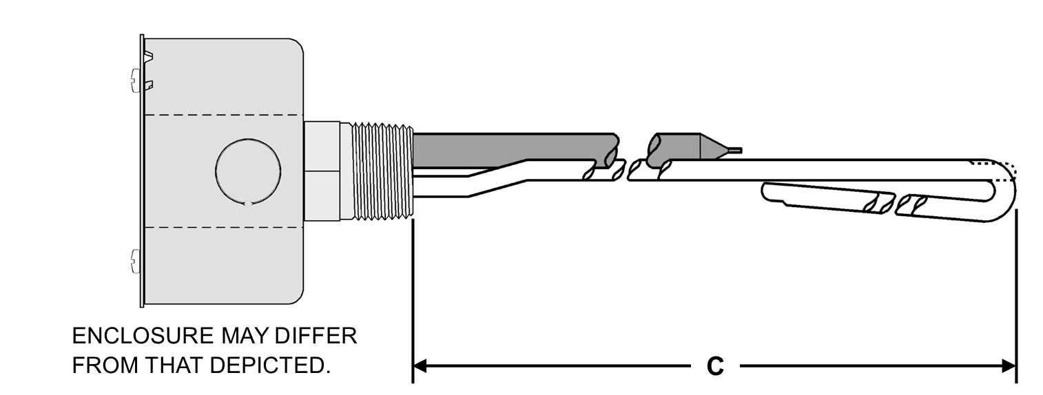 SO Models: Unregulated Steel Sheath With Steel 1" NPT Screw Plug Immersion Elements